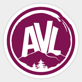 AVL - Asheville, NC - WO MaroonBG 19 Sticker